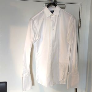 White Cotton Dress Shirt, French Cuffs, Slim